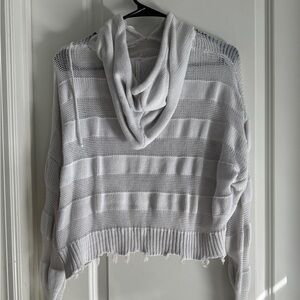 Elan Cream Open-Knit Cowl Neck Sweater